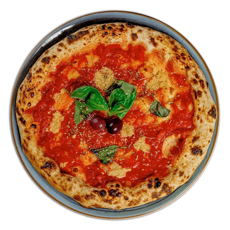 Pizza Fiumana Marinara sa San Marzano pelatima, bosiljkom, maslinovim uljem i origanom
